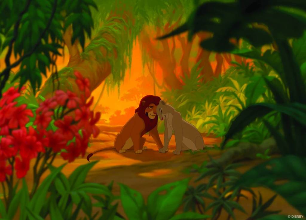 Scène tirée du « Roi Lion » avec Simba et Nala