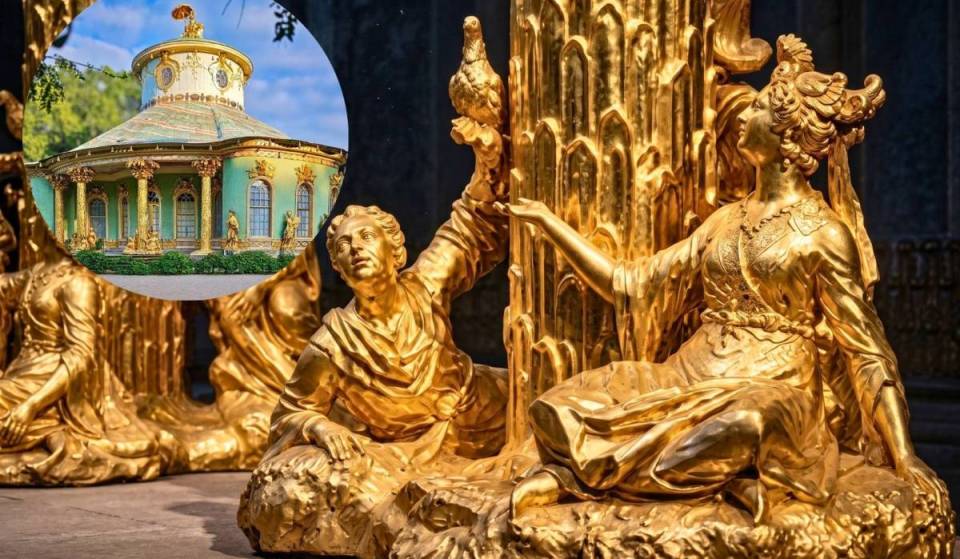 À 50 minutes de Berlin, tu découvres l&rsquo;apogée de la chinoiserie. Ce pavillon vieux de 262 ans, orné de statues dorées, a nécessité 9 ans de travaux