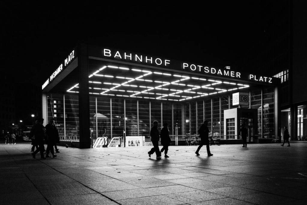 Potsdamer Platz Station at Night (Black and White)