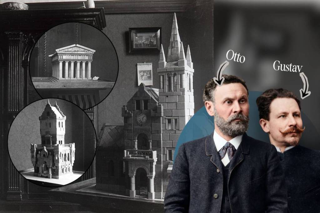 Die Brüder Lilienthal vor ihrer weniger bekannten Erfindung: Den Spielzeug-Bauklötzen.