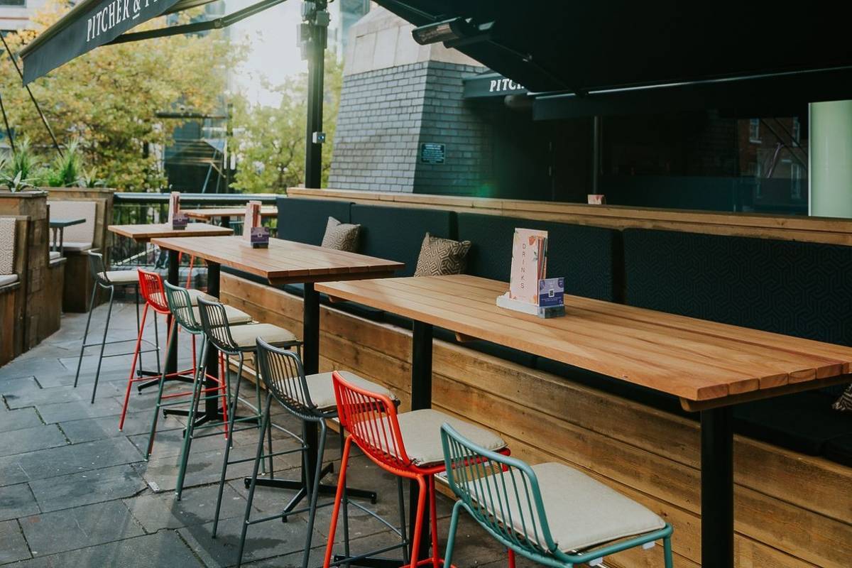 Pitcher & Piano outdoor terrace, one of the best rooftop bars in Birmingham
