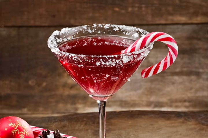 A candy cane cocktail