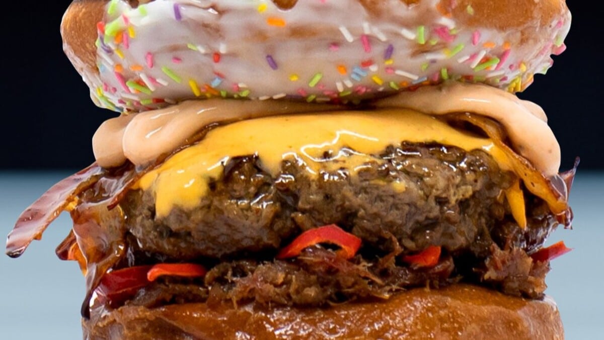 Hanbao s Topsy Turvy Glazed Donut Burger Is Oddly Satisfying