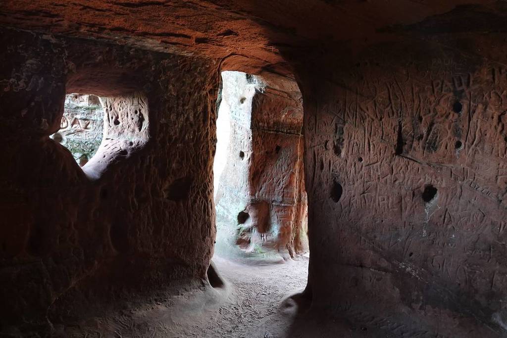 Kinver, England, 13th September 2019. Inside the Holy Austin rock houses at Kinver Edge near Stourbridge England. Houses built into a sandstone outcrop and inhabited until the late 1950s.