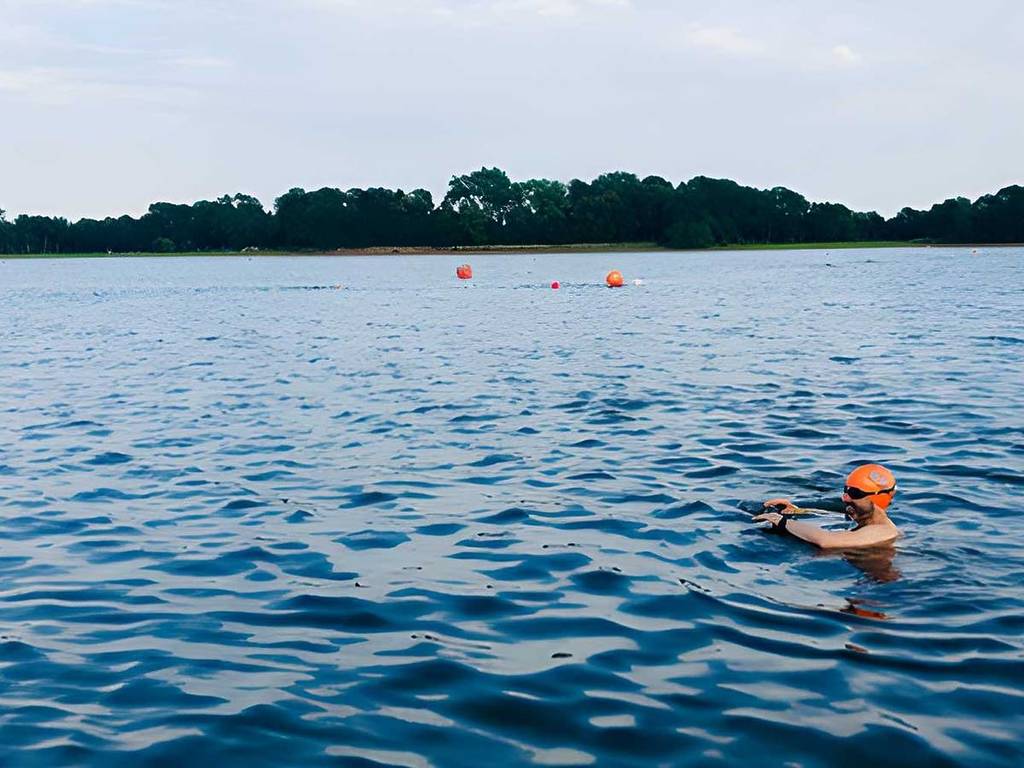 Outside swimming in Upper Bittell Reservoir