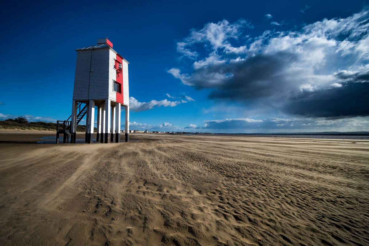 Burnham-on-Sea Low Lighthouse at low tide in Somerset