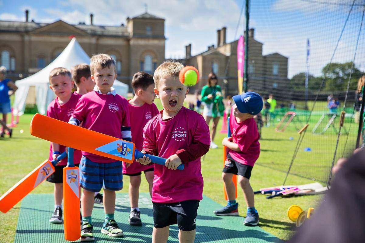 Children playing cricket
