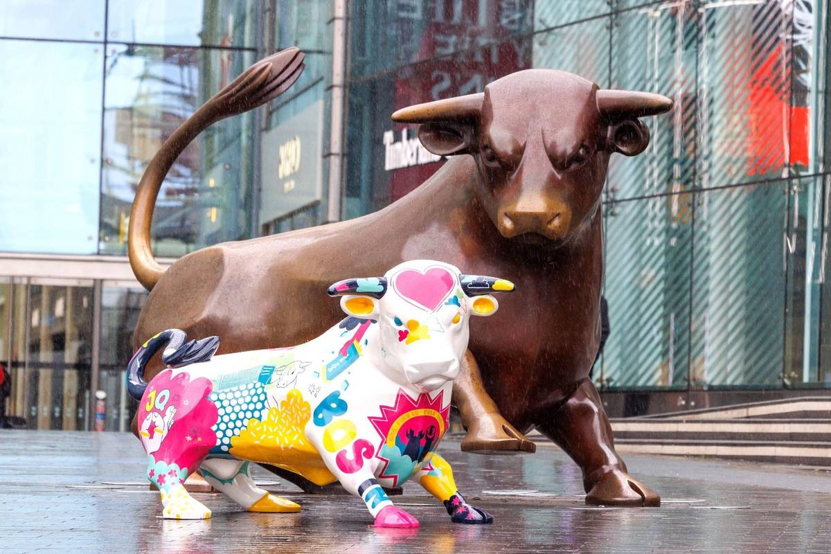 A sculpture from the 'Bull in the City' art trail in Birmingham outside the Bullring
