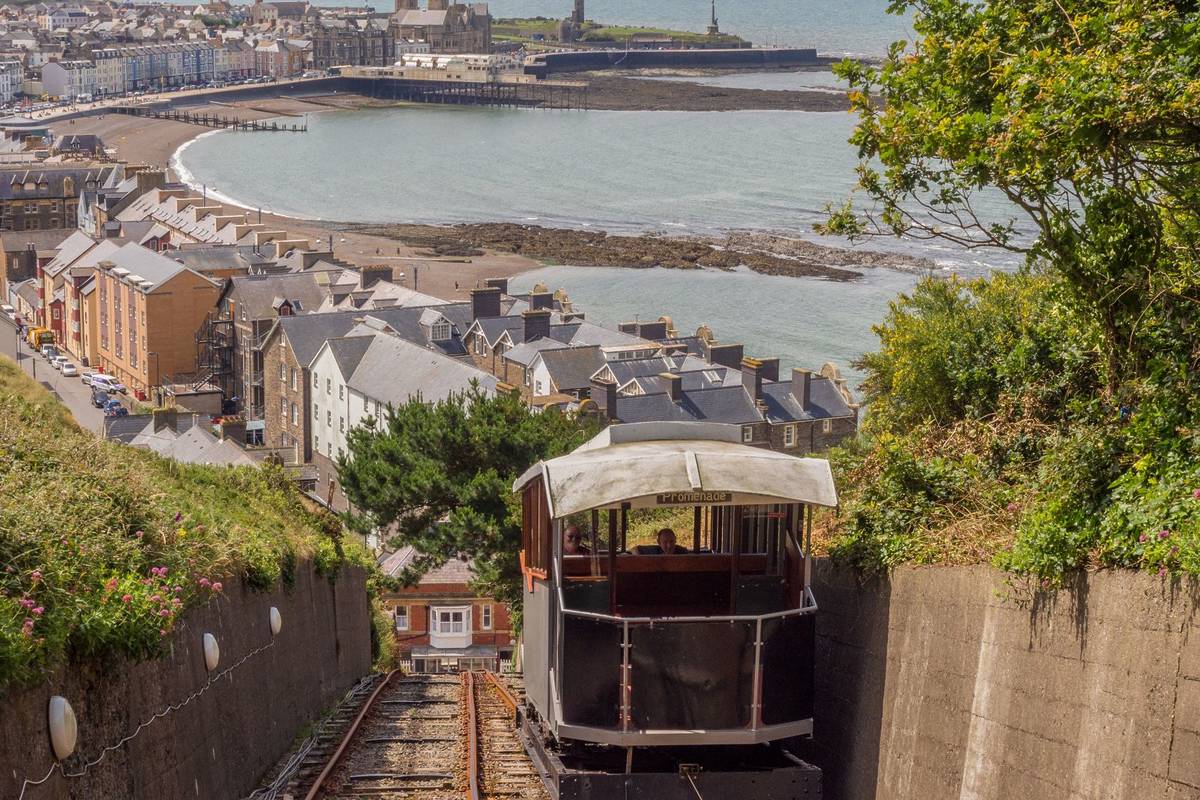 Victorian cliff railway leading to the top of constitution hill, Aberystwyth, Wales UK