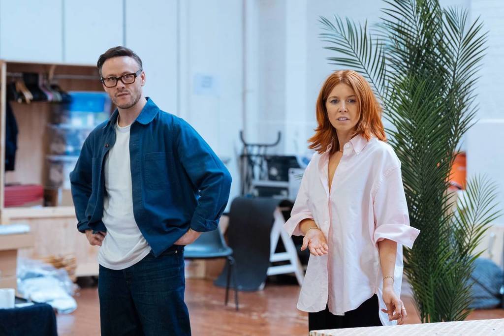 Kevin Clifton and Stacey Dooley practicing for 2:22: A Ghost Story