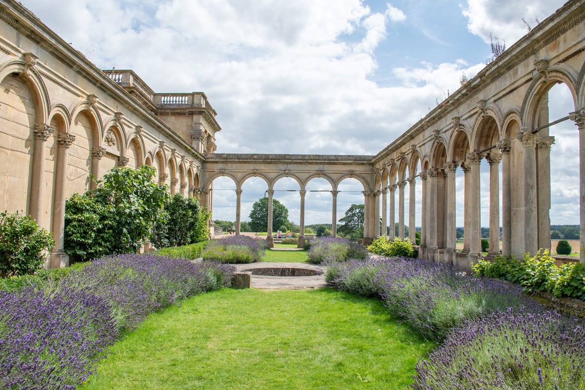 A beautiful garden at Witley Court in the English countryside in Worcestershire.