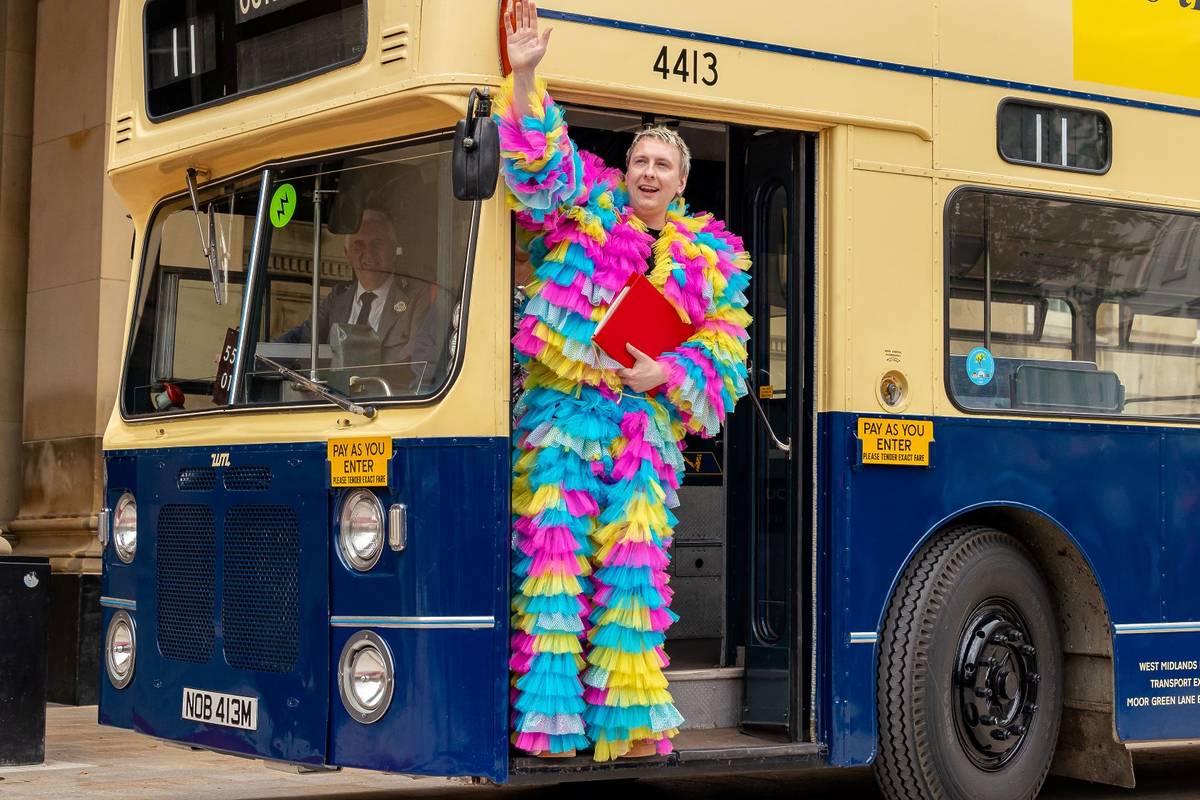 Joe Lycett on a Birmingham bus