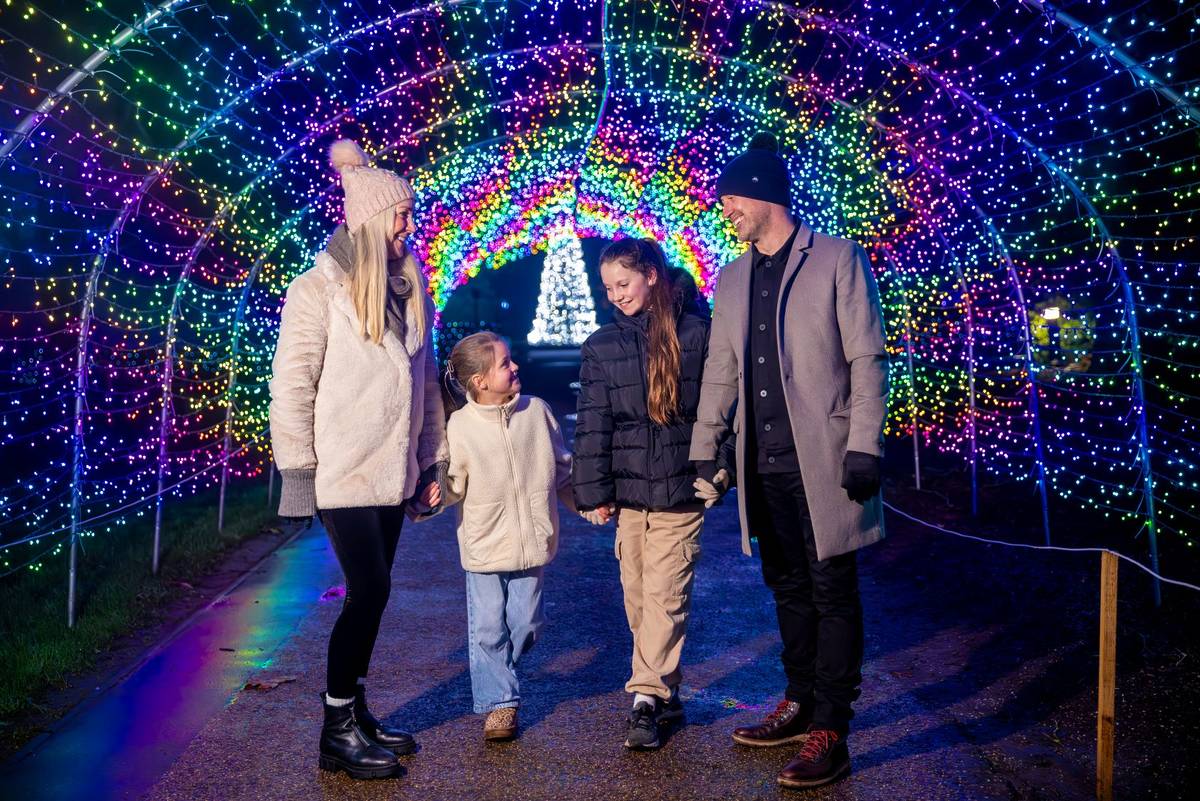 The festive light trail at Warwick Castle