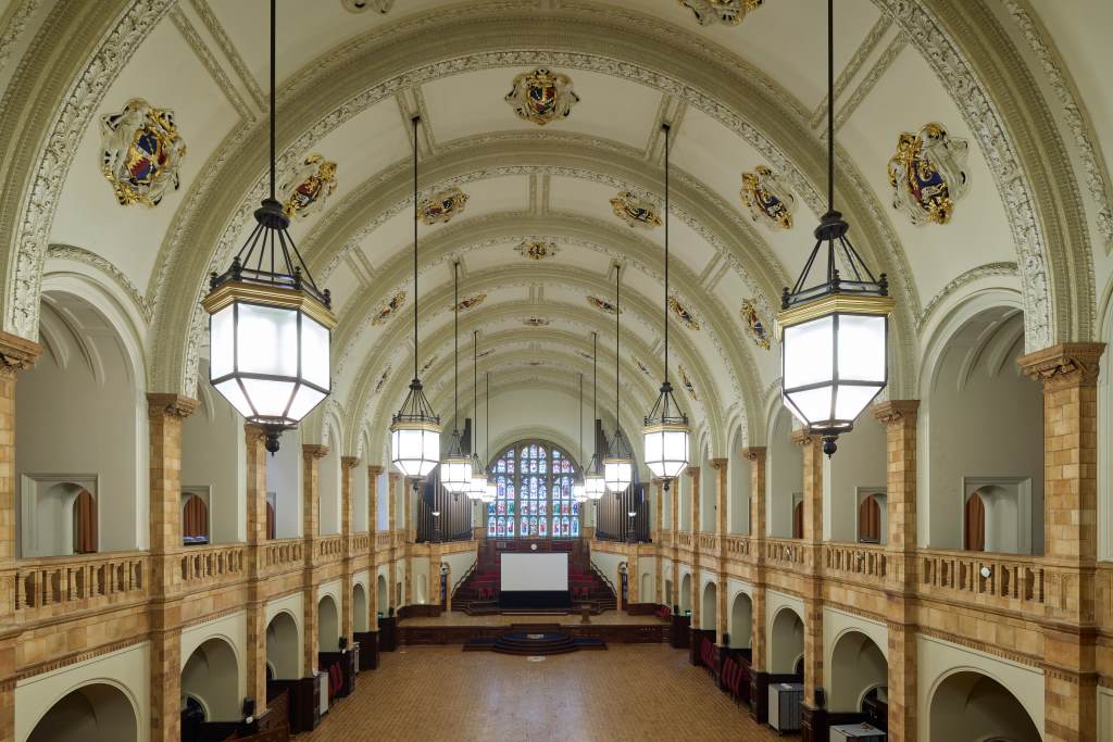 large grand hall with elegant architecture