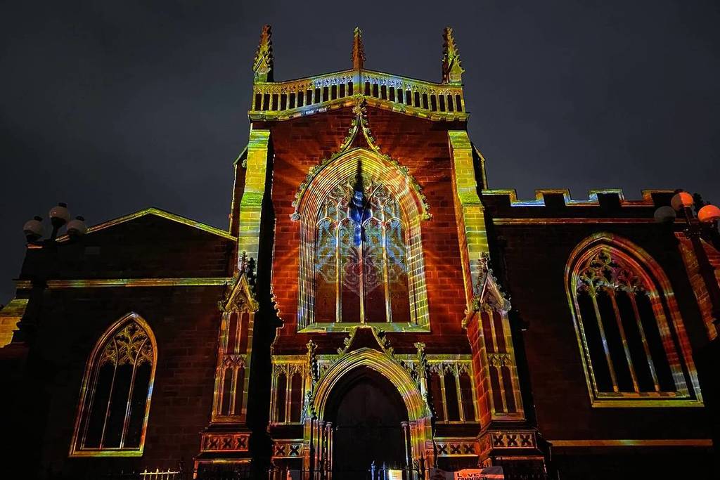 Lights in The Night projected on St Peter's in Wolverhampton