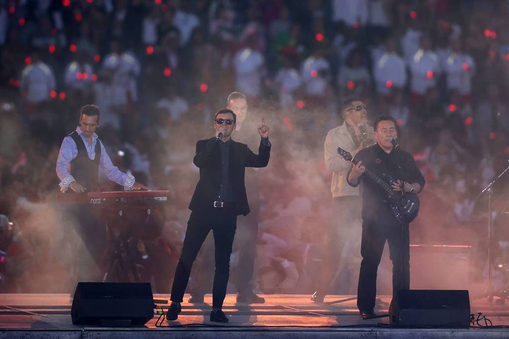 BIRMINGHAM, ENGLAND - AUGUST 08: UB40 perform during the Birmingham 2022 Commonwealth Games Closing Ceremony at Alexander Stadium on August 08, 2022 on the Birmingham, England. (Photo by Alex Davidson/Getty Images)