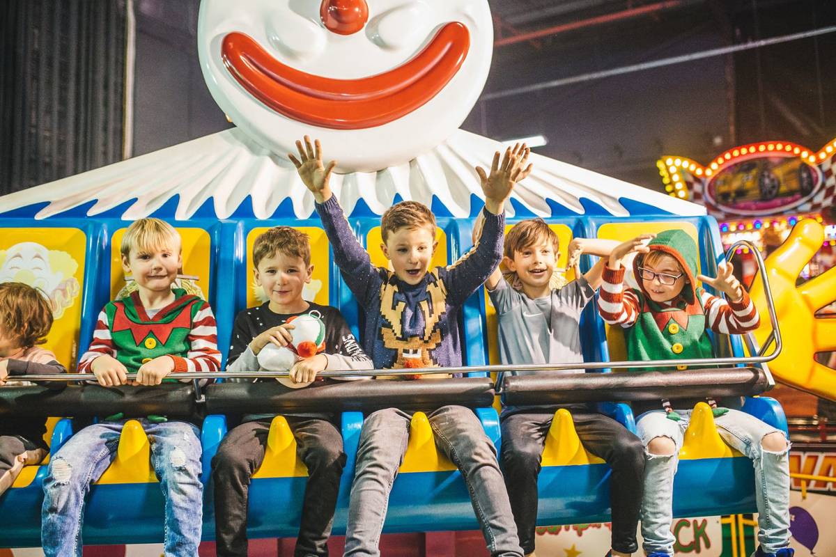 Children on a ride at Winter Funland
