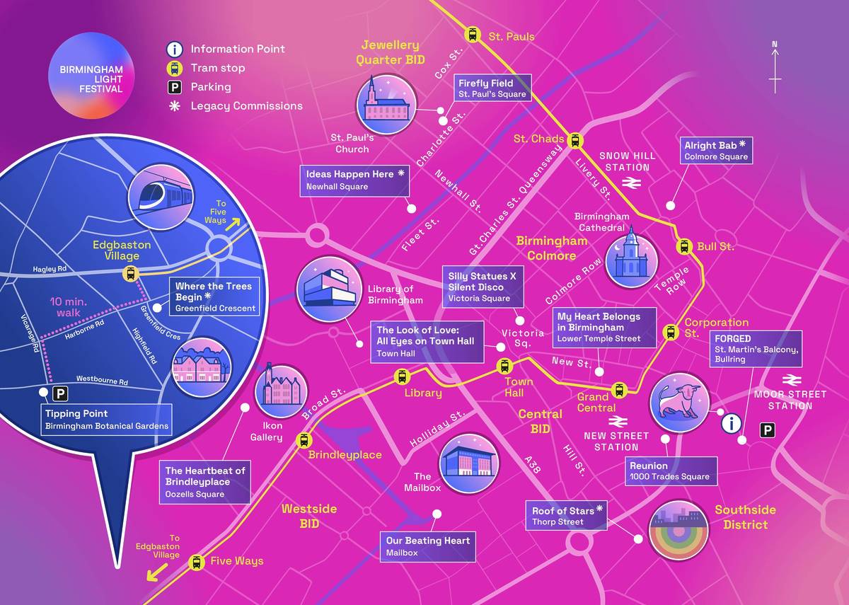 Birmingham Light Festival map 2026