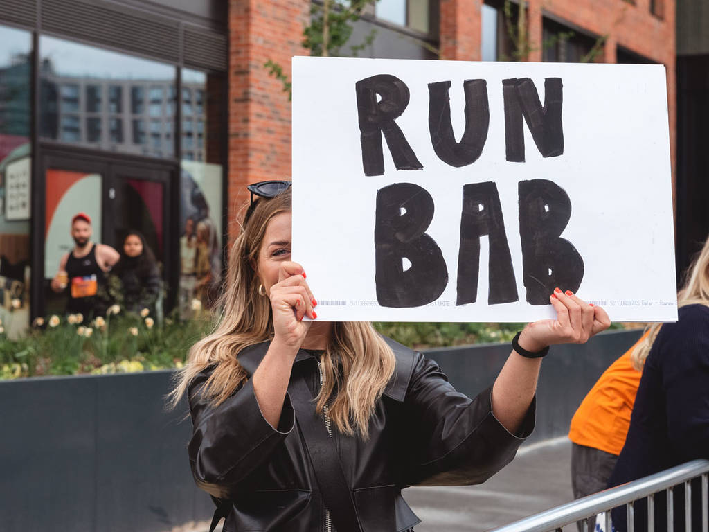 'Run Bab' sign at Credit: AJ Bell Great Birmingham Run