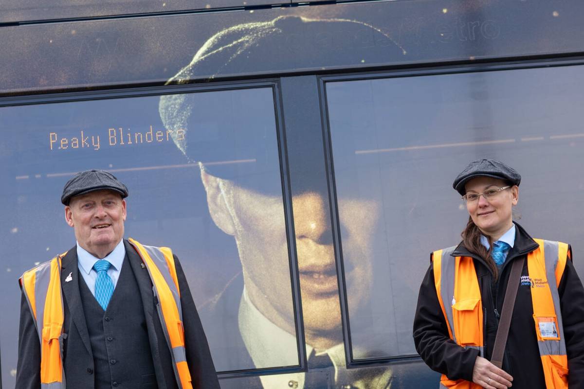 Peaky Blinders tram, with Tommy Shelby on the doors