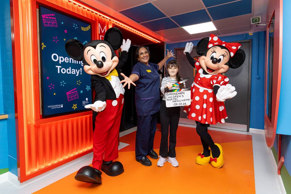Mickey and Minnie opening the MediCinema at Birmingham Children’s Hospital