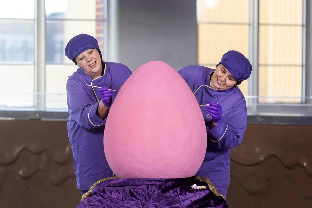 Chocolatiers working on the Mega Mini Egg