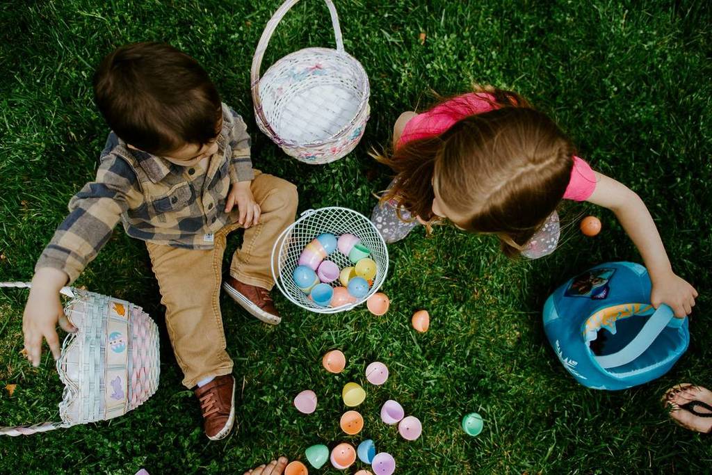 Kids with Easter eggs