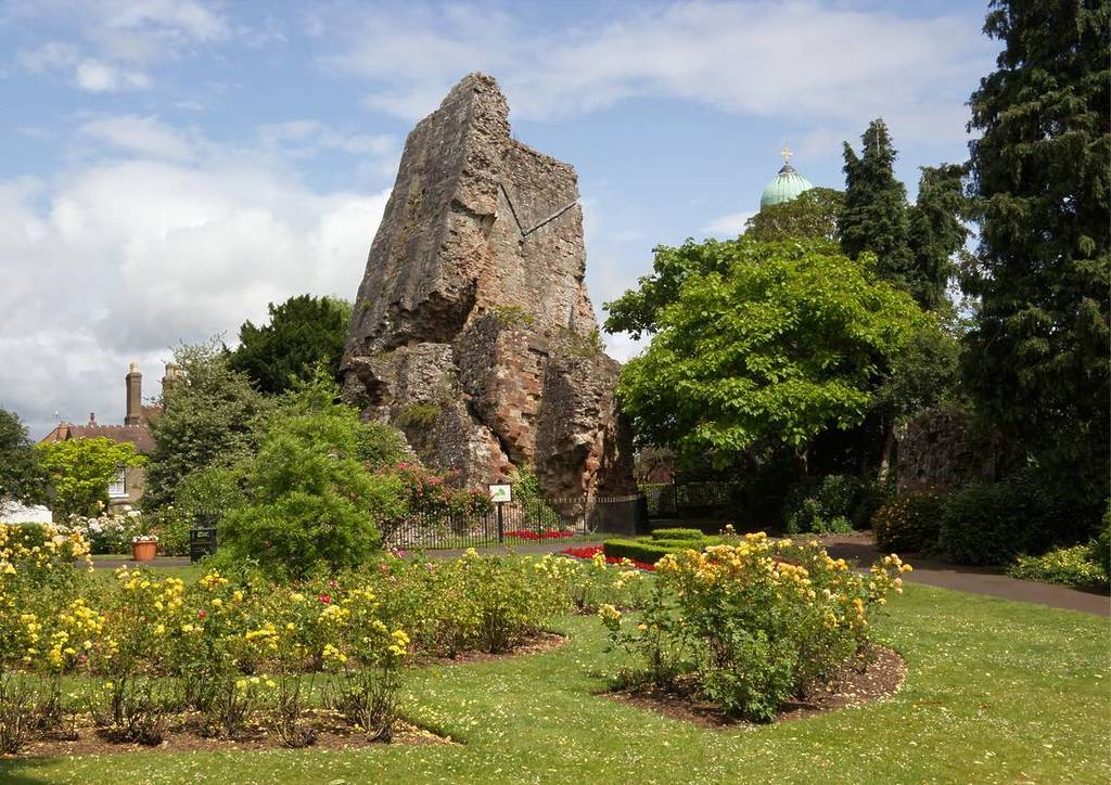 Bridgnorth, Shropshire / UK - July 20 2019: The ruins of Bridgnorth Castle, Shropshire