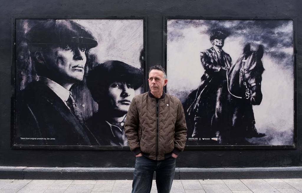 Jon Jones in front of Peaky Blinders Wall