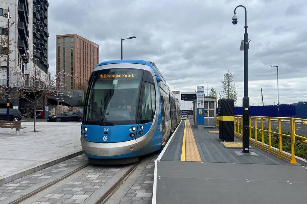 Tram heading to Millennium Point