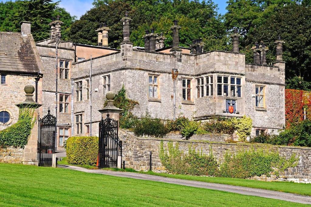 Front view of Tissington Hall, Tissington, Derbyshire, England, UK,