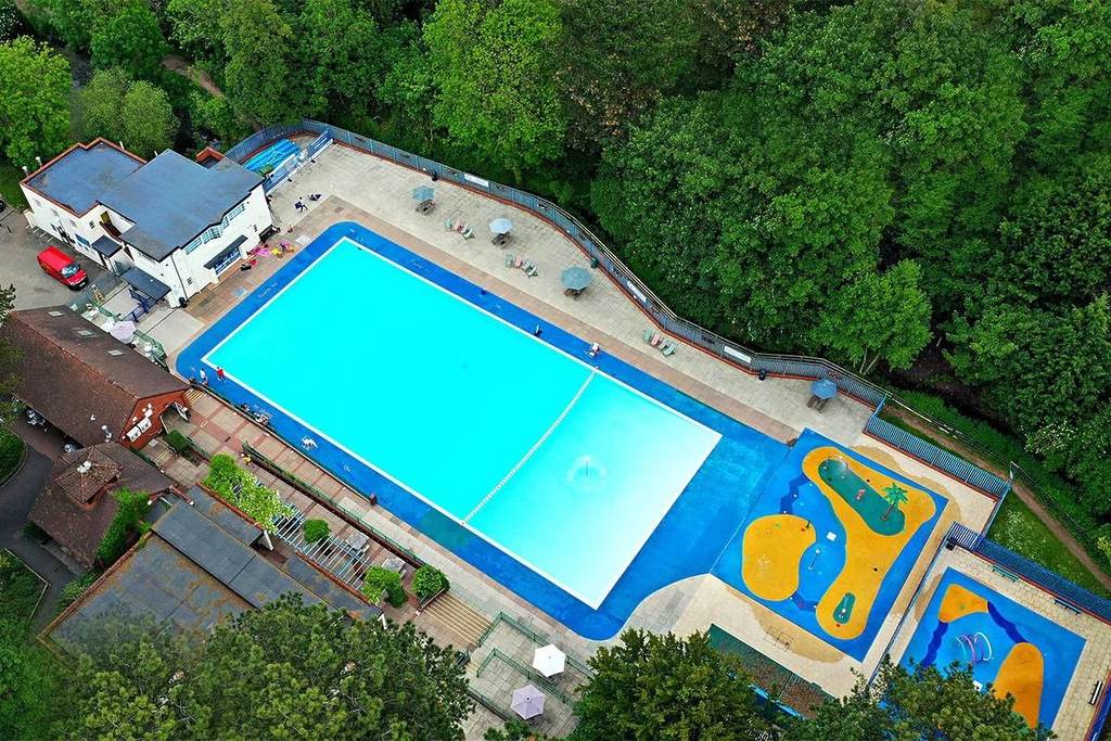 Aerial view of Droitwich Spa Lido