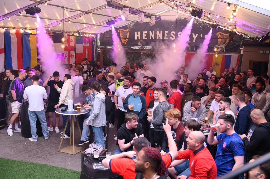 Fans watching the World Cup in Birmingham at Hennesseys