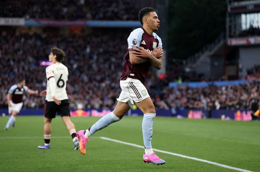 BIRMINGHAM, ENGLAND - MAY 15: Morgan Rogers of Aston Villa celebrates scoring his team's first goal during the Premier League match between Aston Villa and Liverpool at Villa Park on May 15, 2026 in Birmingham, England. (Photo by Justin Setterfield/Getty Images)