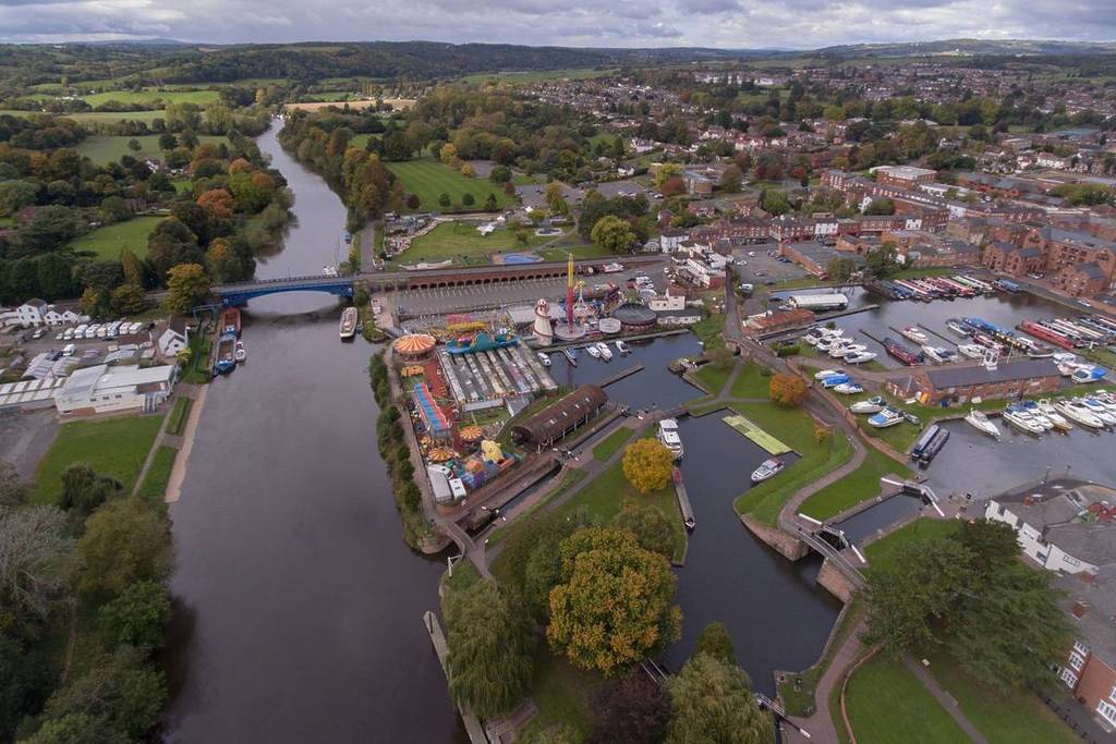 Aerial view of Stourport, UK.