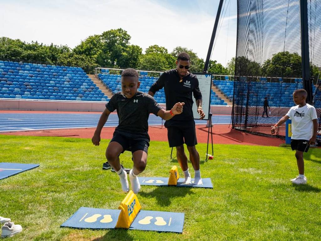 A child exercising