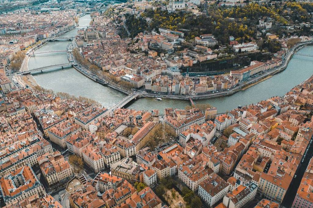Aerial view of Lyon, Frnace
