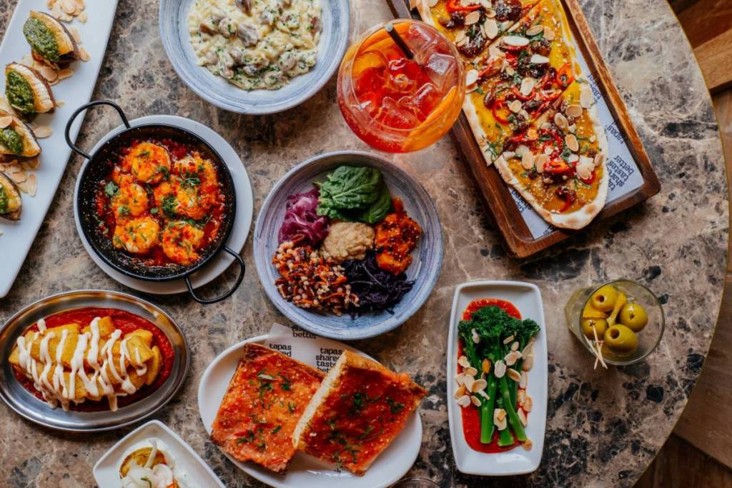 A spread of food at Baresca Tapas