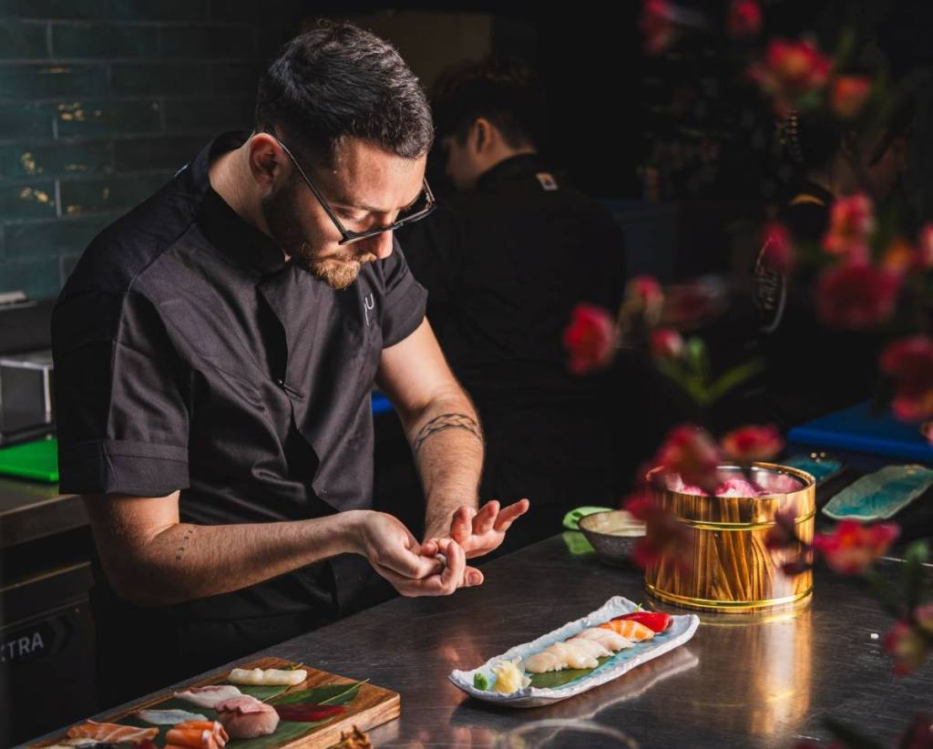 Sushi being made at KIBOU