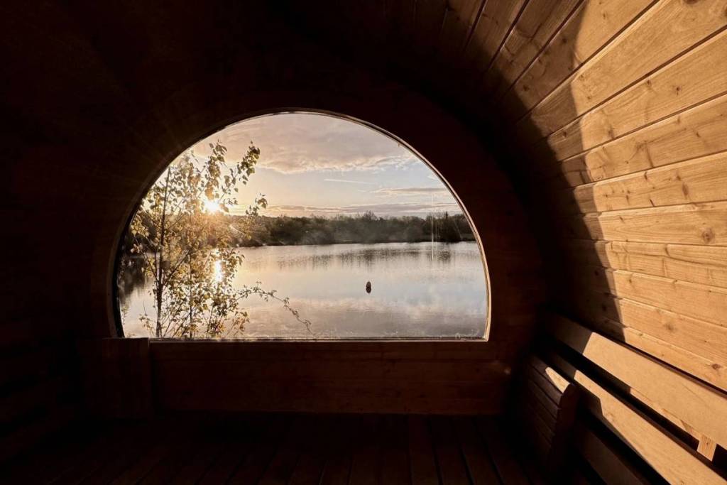 View of Watersedge lake from sauna