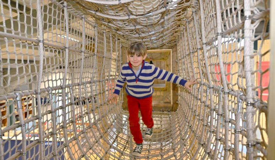Just 45 minutes from Birmingham, this massive all-weather playbarn is built around a giant mock oak tree – and boasts outdoor zip lines and pedal go-karts
