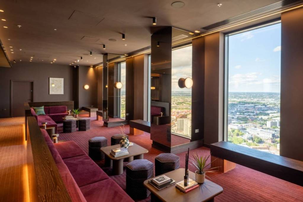 A lounge room with a view of Birmingham