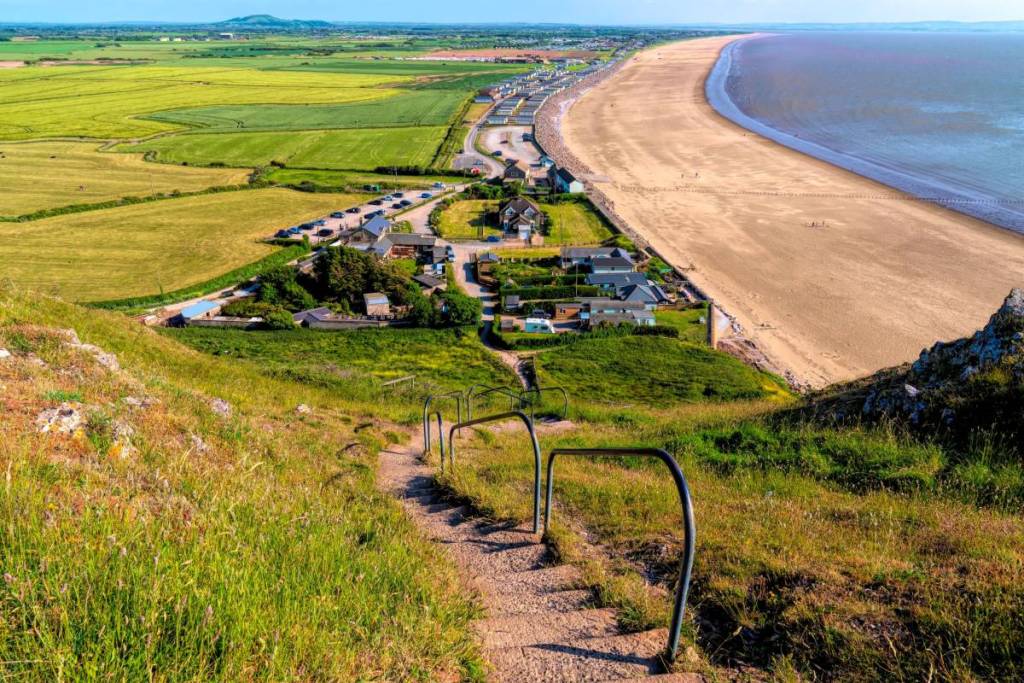 Steps on walk up to Brean Down Somerset England UK