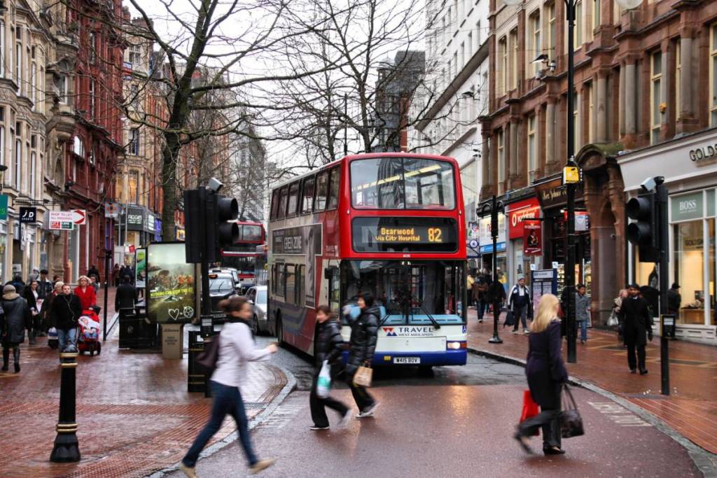 BIRMINGHAM, UK - MARCH 12: City bus operated by Travel West Midlands on March 12, 2010 in Birmingham, UK. TWM is part of National Express Group, one of largest companies in UK (40,000 employees).