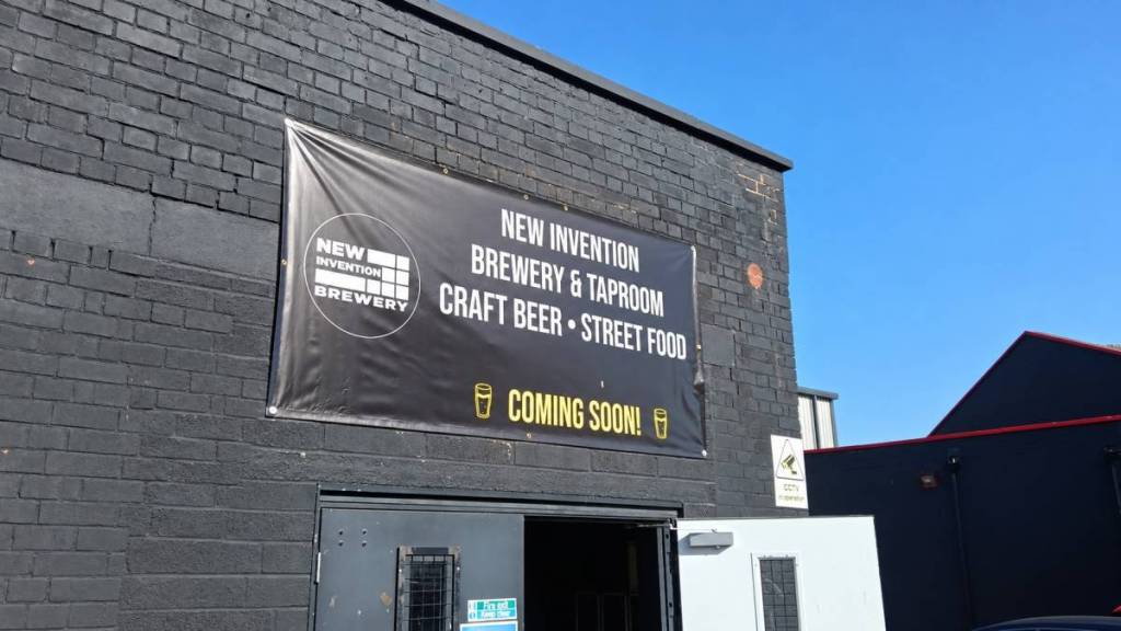 New Invention Brewery opening sign