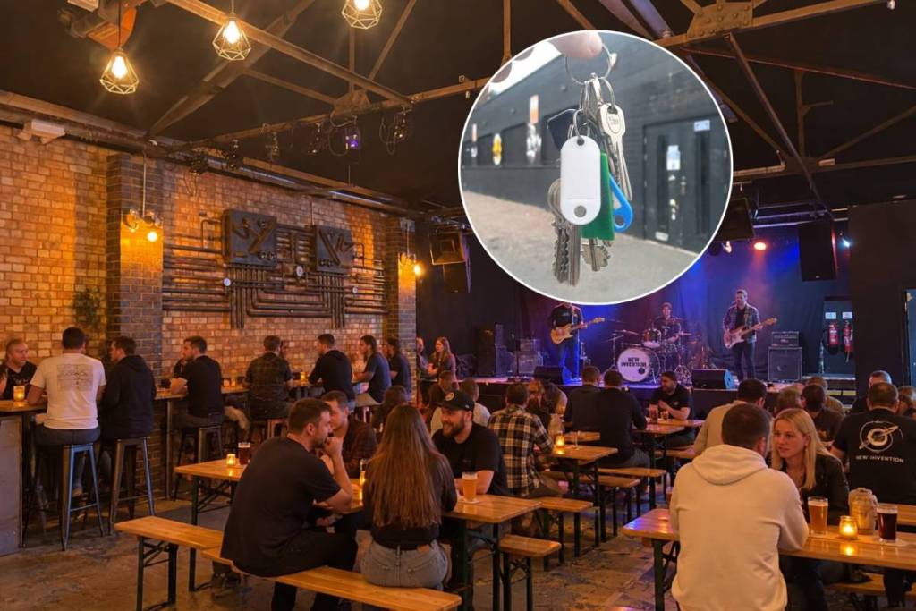 New Invention Brewery concept art of people at a bar.