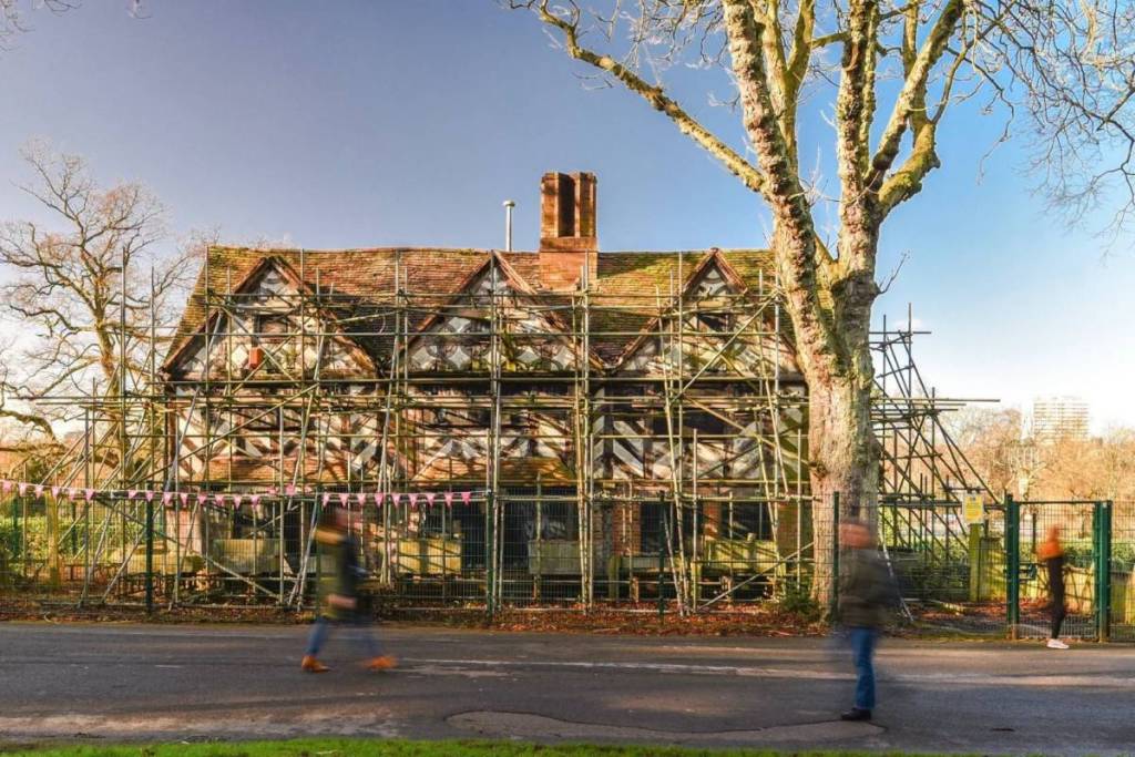 Golden Lion Inn with scaffolding