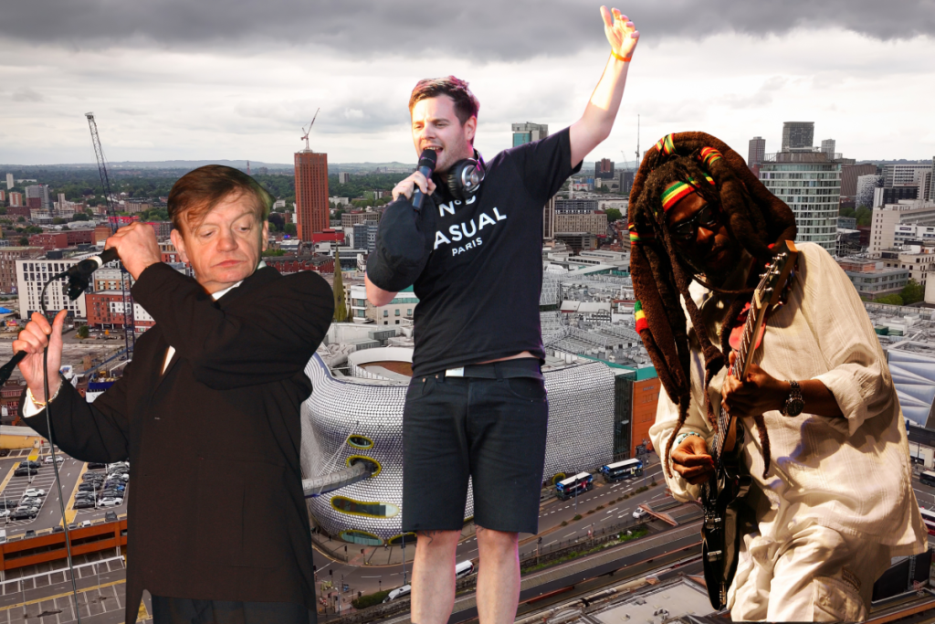 Mark E SMith from The Fall, Mike Skinner from The Streets and the bassist from Steel Pulse