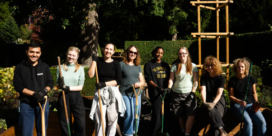 Image: Staff and student volunteers at the new Physic Garden. Credit: BCU
