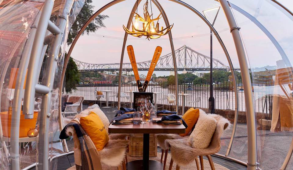 In Queen Street: Brisbane’s popular wintery champagne domes are back with high tea and stunning Story Bridge views